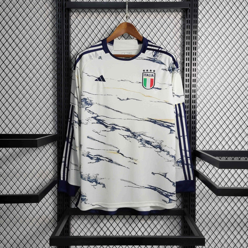 Camisa Itália Branca Manga Longa 23/24 - Versão Torcedor